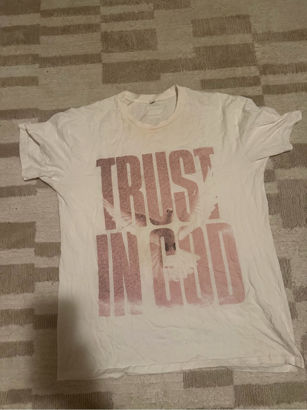 Women White Graphic Tee with Pink 'Trust in God' Print